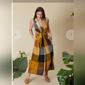 Rujuta Sheth Emily Maxi Dress Marni Chex with Front Tie Size Large